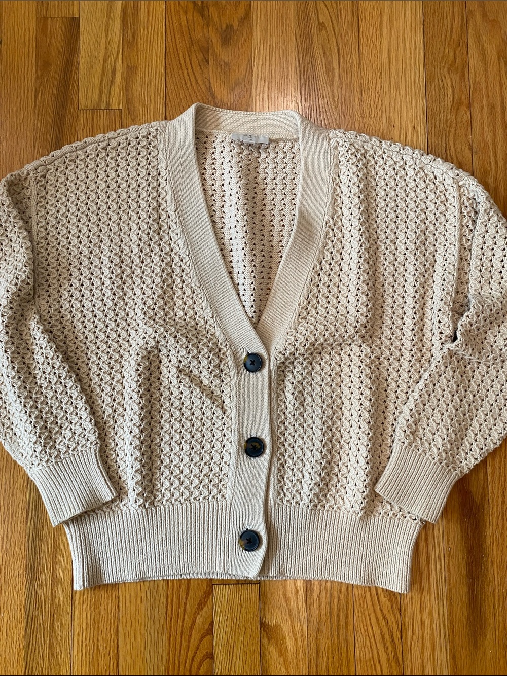 Loft Chunky Open Weave Tan Cardigan